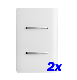 Kit 2 Interruptor Duplo Paralelo 4x2 - Dicompel Novara Branco Cromado